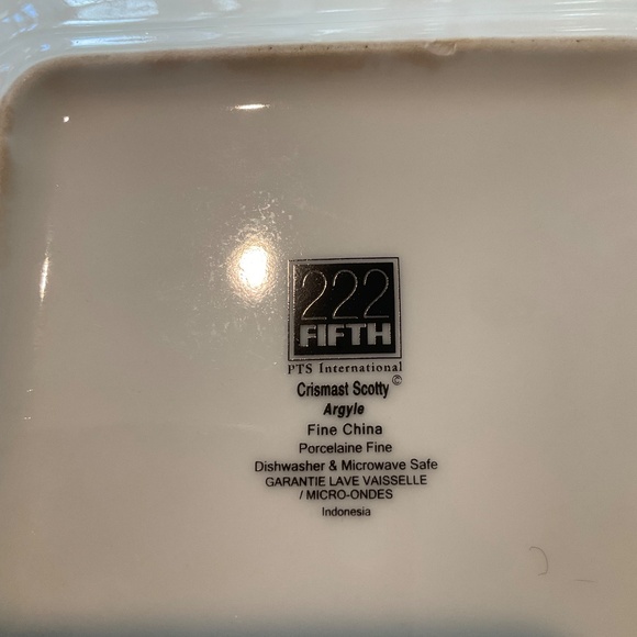 222 FIFTH Christmas Scotty Scottish Terrier Dog Argyle Appetizer Plates - Picture 4 of 6